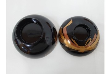 越前塗　蒔絵　本漆に熨斗模様が映える吸物椀5点セット　共箱付き　(R-086463)