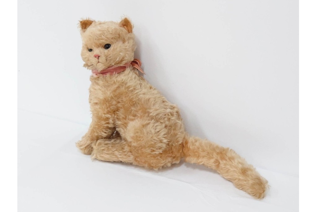 希少!　イギリスヴィンテージ　メリーソート(MERRY THOUGHT)　高さ約34cm　ふわふわの毛並みに癒される猫のぬいぐるみ　(R-086464)