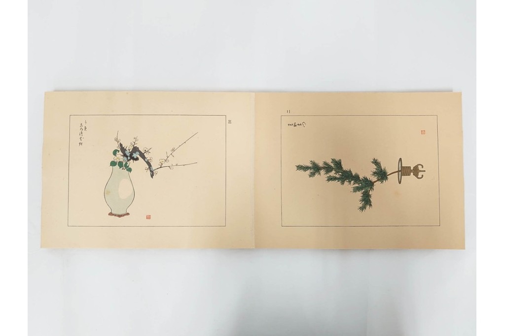 昭和2年　審美書院　武田朴陽 著　「御國乃花」　日本の花意匠を題材とした木版画集　春夏秋冬3冊揃+総論・解説のセット　(R-086466)