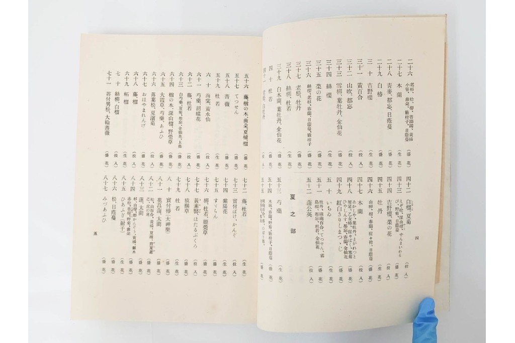 昭和2年　審美書院　武田朴陽 著　「御國乃花」　日本の花意匠を題材とした木版画集　春夏秋冬3冊揃+総論・解説のセット　(R-086466)