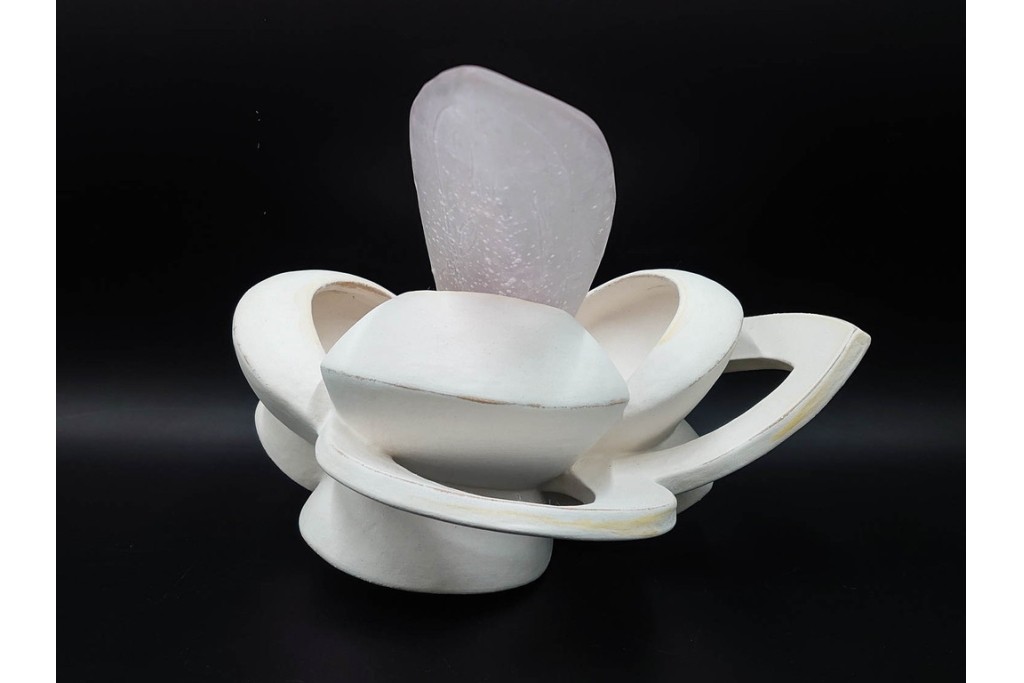 田嶋悦子　「cornucopia 05・Ⅹ・XIV」　有機的なフォルムが印象的なオブジェ　共箱付き　(R-086467)