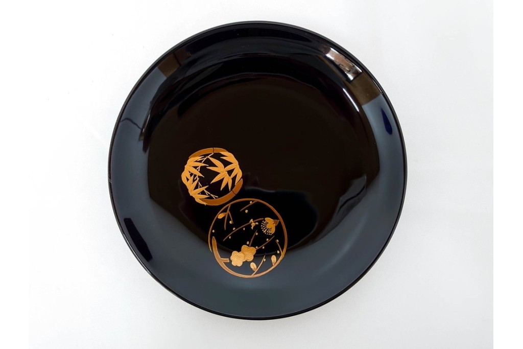 輪島塗　萬砂漆器店謹製　蒔絵が雅な銘々皿10枚セット　共箱付き　(R-086468)