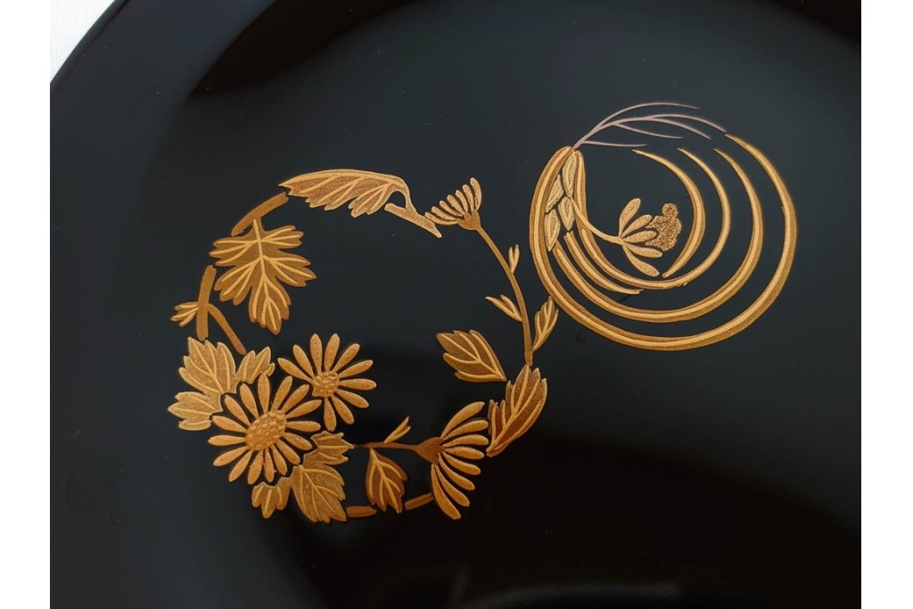 輪島塗　萬砂漆器店謹製　蒔絵が雅な銘々皿10枚セット　共箱付き　(R-086468)