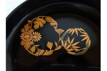 輪島塗　萬砂漆器店謹製　蒔絵が雅な銘々皿10枚セット　共箱付き　(R-086468)