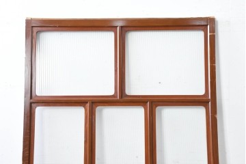 アンティーク建具　昭和初期　漆塗りが施された幅広なモールガラス戸1枚　(R-086473)