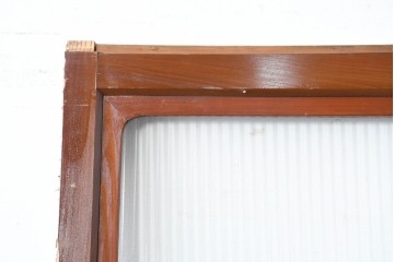 アンティーク建具　昭和初期　漆塗りが施された幅広なモールガラス戸1枚　(R-086473)