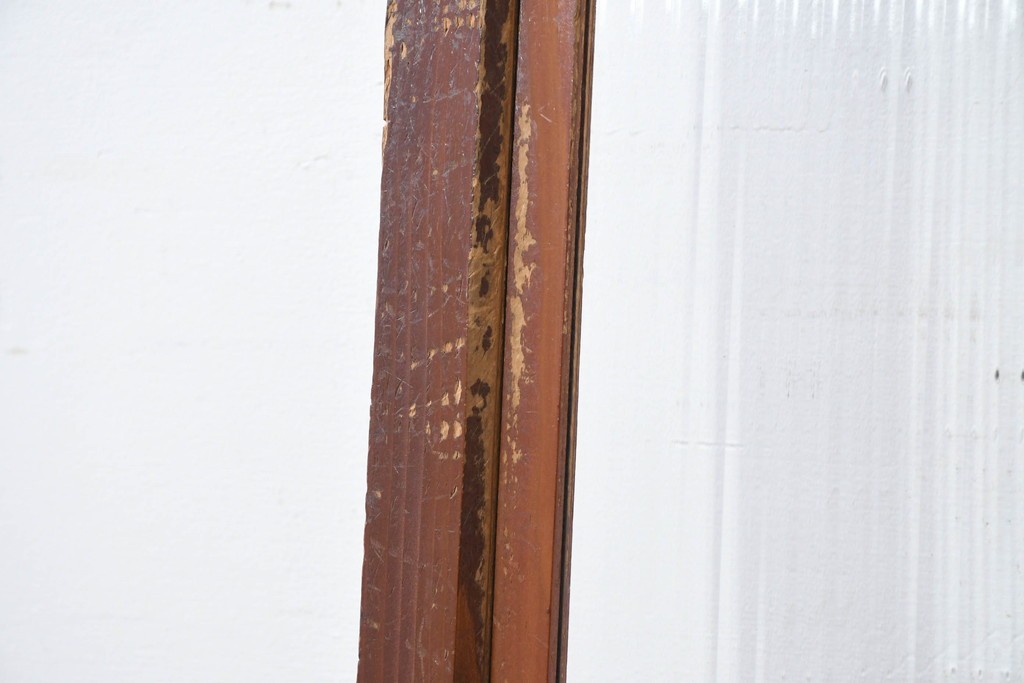 アンティーク建具　昭和初期　漆塗りが施された幅広なモールガラス戸1枚　(R-086473)