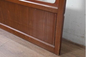 アンティーク建具　昭和初期　漆塗りが施された幅広なモールガラス戸1枚　(R-086473)