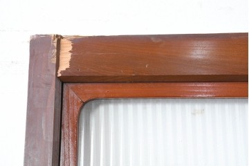 アンティーク建具　昭和初期　漆塗りが施された幅広なモールガラス戸1枚　(R-086473)