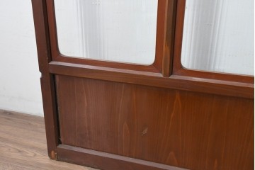 アンティーク建具　昭和初期　漆塗りが施された幅広なモールガラス戸1枚　(R-086473)