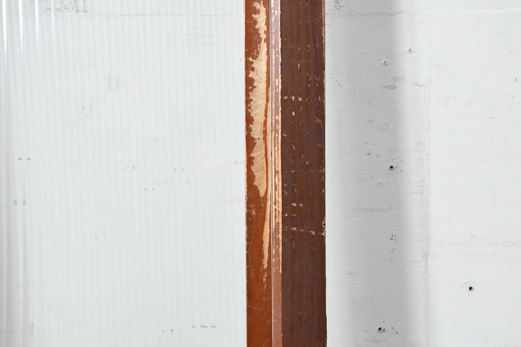 アンティーク建具　昭和初期　漆塗りが施された幅広なモールガラス戸1枚　(R-086473)