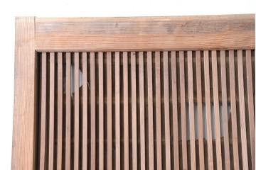 アンティーク建具　昭和初期　裏障子付き　幅広で存在感のある格子戸2枚セット　(R-086474)