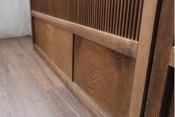 アンティーク建具　昭和初期　裏障子付き　幅広で存在感のある格子戸2枚セット　(R-086474)