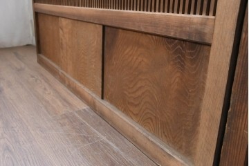 アンティーク建具　昭和初期　裏障子付き　幅広で存在感のある格子戸2枚セット　(R-086474)