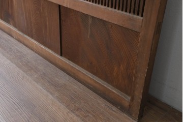 アンティーク建具　昭和初期　裏障子付き　幅広で存在感のある格子戸2枚セット　(R-086474)