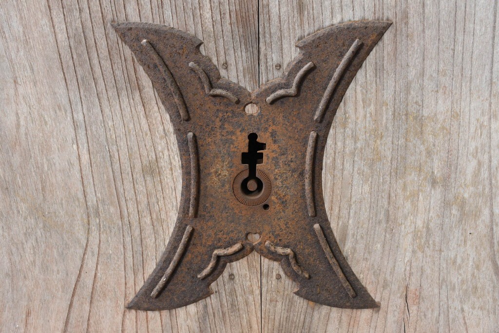 アンティーク建具　明治から大正期　上手物!　欅(ケヤキ)材　杢目の美しい蔵戸1枚　(R-086476)