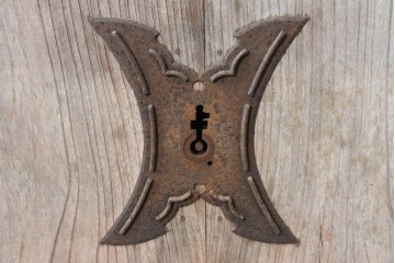 アンティーク建具　明治から大正期　上手物!　欅(ケヤキ)材　杢目の美しい蔵戸1枚　(R-086476)