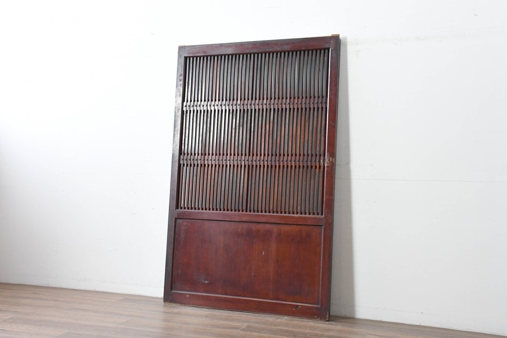 アンティーク建具　昭和初期　端正な縦格子が美しいガラス入り格子蔵戸1枚　(R-086477)