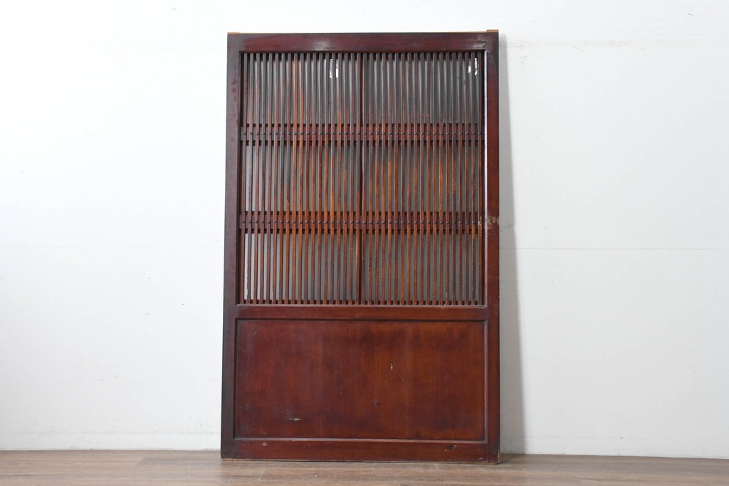 アンティーク建具　昭和初期　端正な縦格子が美しいガラス入り格子蔵戸1枚　(R-086477)