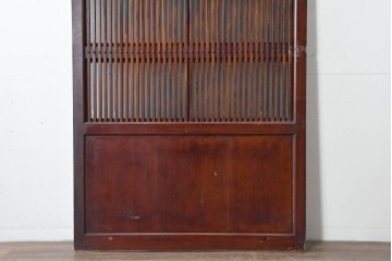 アンティーク建具　昭和初期　端正な縦格子が美しいガラス入り格子蔵戸1枚　(R-086477)