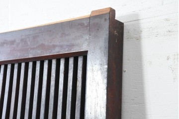 アンティーク建具　昭和初期　端正な縦格子が美しいガラス入り格子蔵戸1枚　(R-086477)