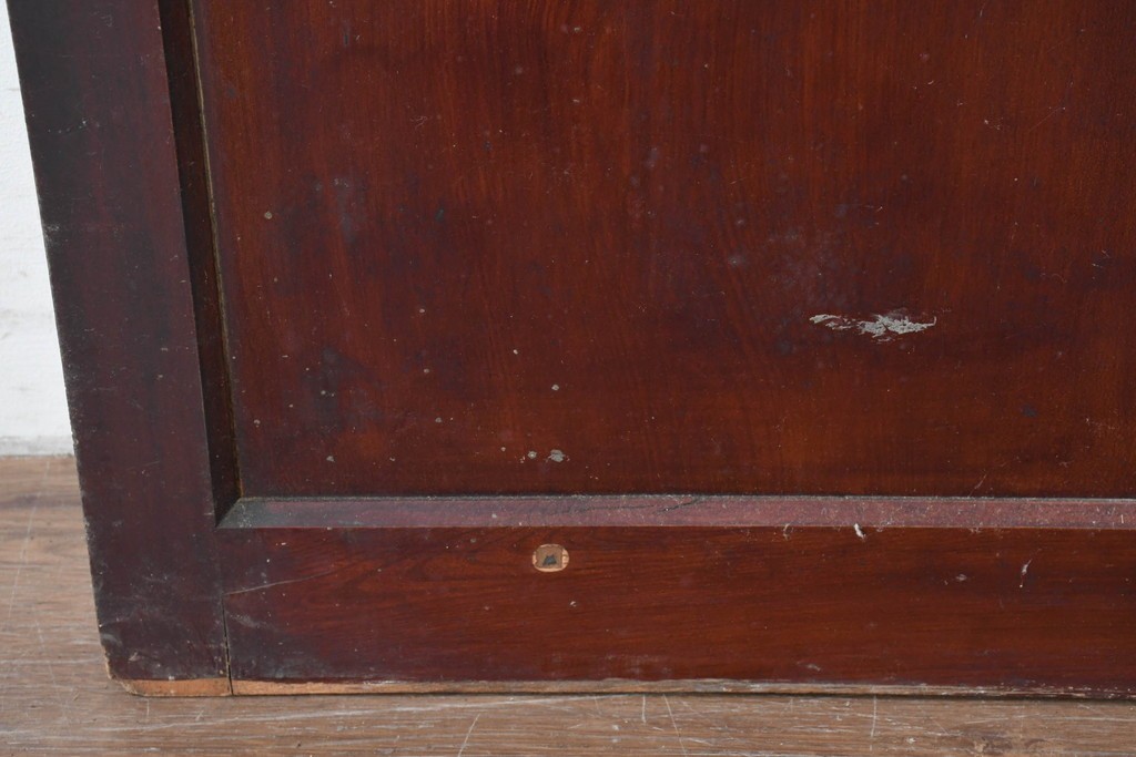 アンティーク建具　昭和初期　端正な縦格子が美しいガラス入り格子蔵戸1枚　(R-086477)