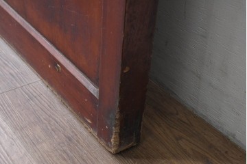 アンティーク建具　昭和初期　端正な縦格子が美しいガラス入り格子蔵戸1枚　(R-086477)