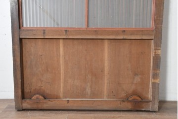 アンティーク建具　昭和初期　端正な縦格子が美しいガラス入り格子蔵戸1枚　(R-086477)