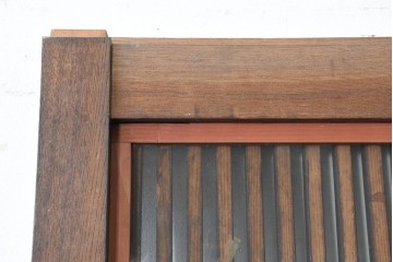 アンティーク建具　昭和初期　端正な縦格子が美しいガラス入り格子蔵戸1枚　(R-086477)