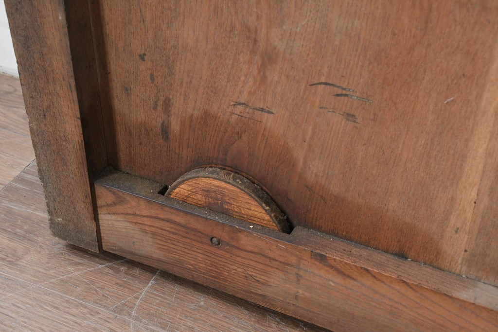 アンティーク建具　昭和初期　端正な縦格子が美しいガラス入り格子蔵戸1枚　(R-086477)