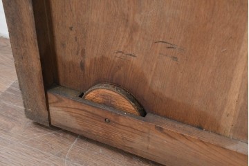 アンティーク建具　昭和初期　端正な縦格子が美しいガラス入り格子蔵戸1枚　(R-086477)