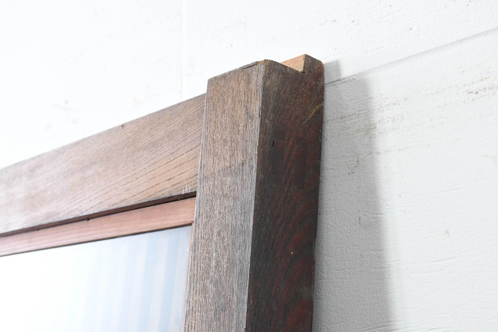 アンティーク建具　昭和初期　端正な縦格子が美しいガラス入り格子蔵戸1枚　(R-086477)