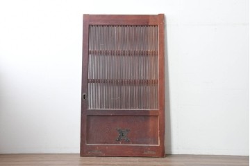 アンティーク建具　明治から大正期　総欅(ケヤキ)材　格子と金具が目を引く蔵戸1枚　(R-086478)