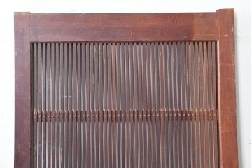 アンティーク建具　明治から大正期　総欅(ケヤキ)材　格子と金具が目を引く蔵戸1枚　(R-086478)