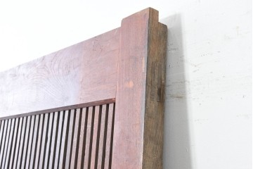アンティーク建具　明治から大正期　総欅(ケヤキ)材　格子と金具が目を引く蔵戸1枚　(R-086478)
