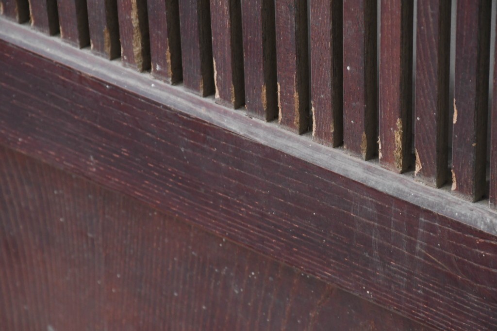 アンティーク建具　明治から大正期　総欅(ケヤキ)材　格子と金具が目を引く蔵戸1枚　(R-086478)