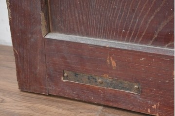 アンティーク建具　明治から大正期　総欅(ケヤキ)材　格子と金具が目を引く蔵戸1枚　(R-086478)