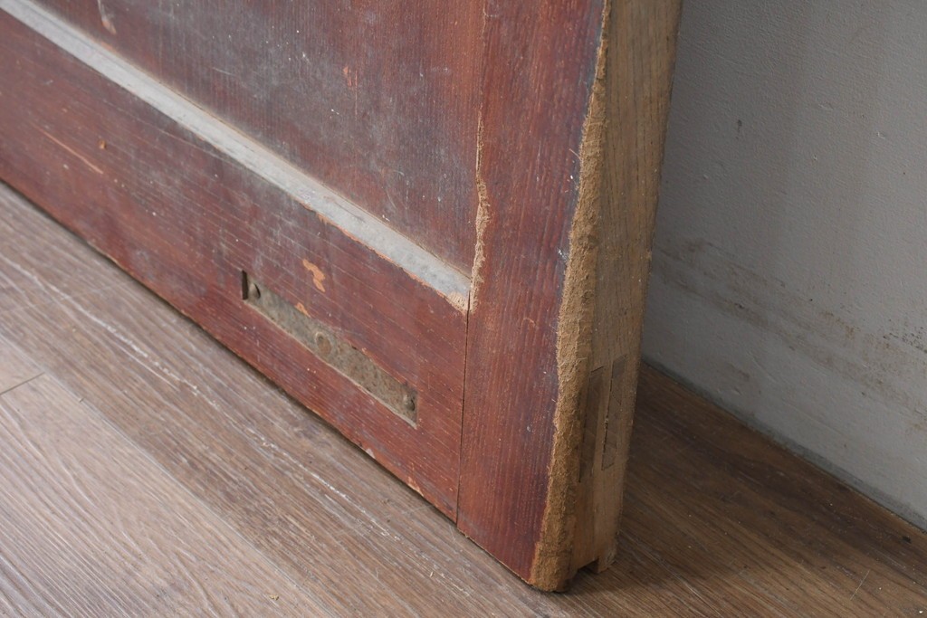 アンティーク建具　明治から大正期　総欅(ケヤキ)材　格子と金具が目を引く蔵戸1枚　(R-086478)