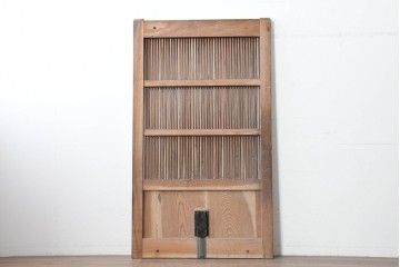 アンティーク建具　明治から大正期　総欅(ケヤキ)材　格子と金具が目を引く蔵戸1枚　(R-086478)