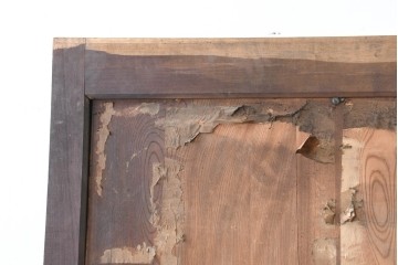 アンティーク建具　明治から大正期　欅(ケヤキ)材　立派な上手金具と木味が目を引く蔵戸1枚　(R-086479)