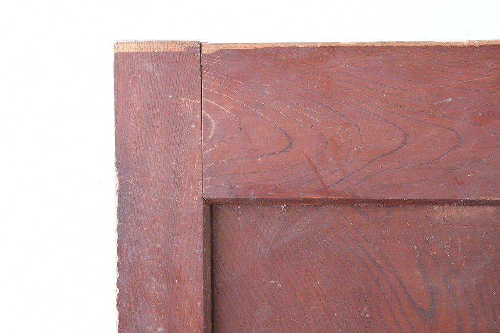 アンティーク建具　明治から大正期　総欅(ケヤキ)材　漆塗り　上手金具が目を引く小振りな蔵戸1枚　(R-086480)