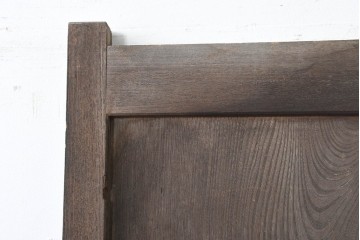 アンティーク建具　明治から大正期　総欅(ケヤキ)材　欅の木目が引き立つ小振りな門扉2枚(1対)セット　(R-086481)