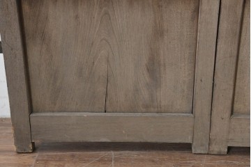 アンティーク建具　明治から大正期　総欅(ケヤキ)材　欅の木目が引き立つ小振りな門扉2枚(1対)セット　(R-086481)