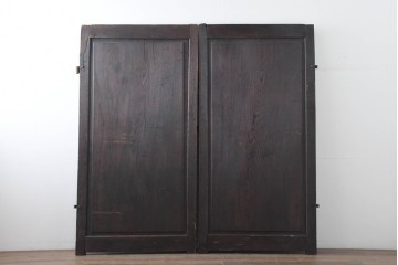 アンティーク建具　明治から大正期　総欅(ケヤキ)材　欅の木目が引き立つ門扉2枚(1対)セット　(R-086482)