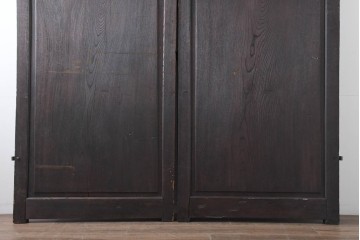 アンティーク建具　明治から大正期　総欅(ケヤキ)材　欅の木目が引き立つ門扉2枚(1対)セット　(R-086482)