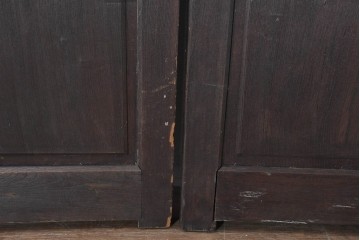 アンティーク建具　明治から大正期　総欅(ケヤキ)材　欅の木目が引き立つ門扉2枚(1対)セット　(R-086482)