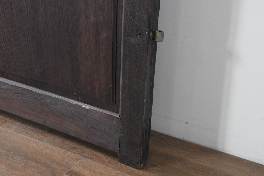 アンティーク建具　明治から大正期　総欅(ケヤキ)材　欅の木目が引き立つ門扉2枚(1対)セット　(R-086482)