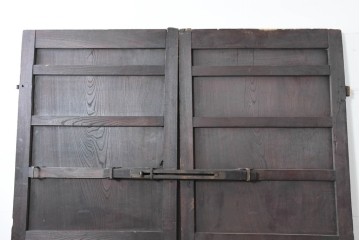 アンティーク建具　明治から大正期　総欅(ケヤキ)材　欅の木目が引き立つ門扉2枚(1対)セット　(R-086482)
