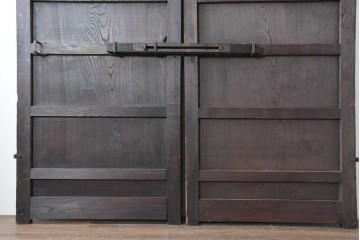アンティーク建具　明治から大正期　総欅(ケヤキ)材　欅の木目が引き立つ門扉2枚(1対)セット　(R-086482)