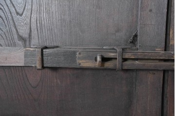 アンティーク建具　明治から大正期　総欅(ケヤキ)材　欅の木目が引き立つ門扉2枚(1対)セット　(R-086482)